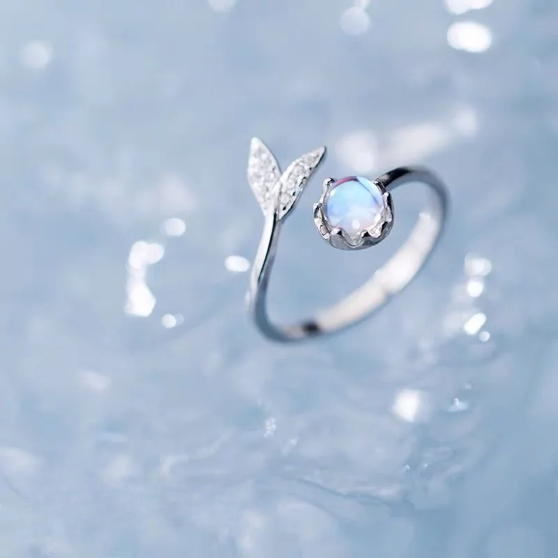 Moonstone Silver-Tone Band Ring