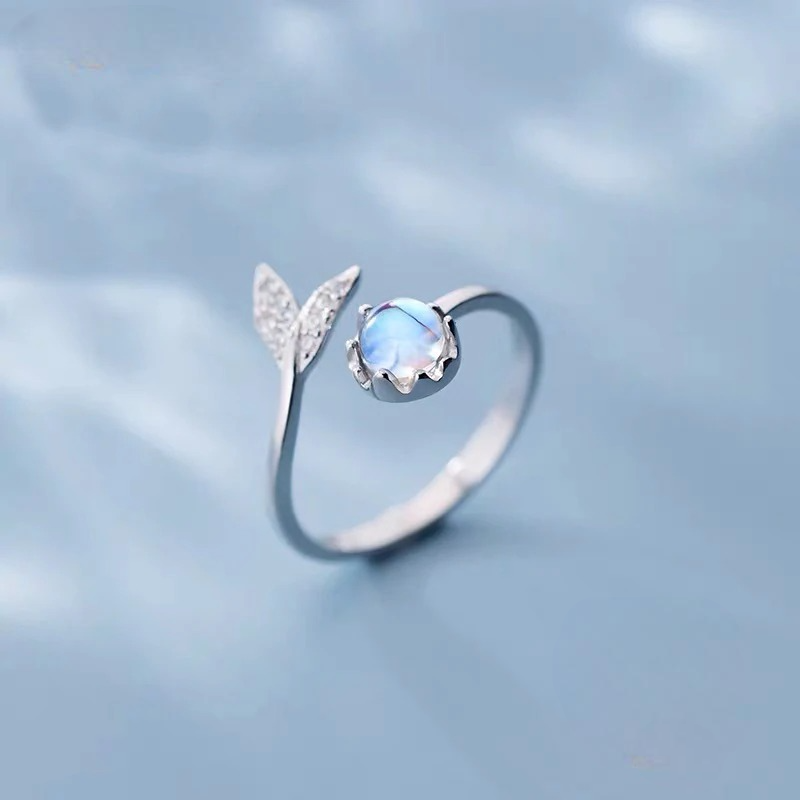 Moonstone Silver-Tone Band Ring