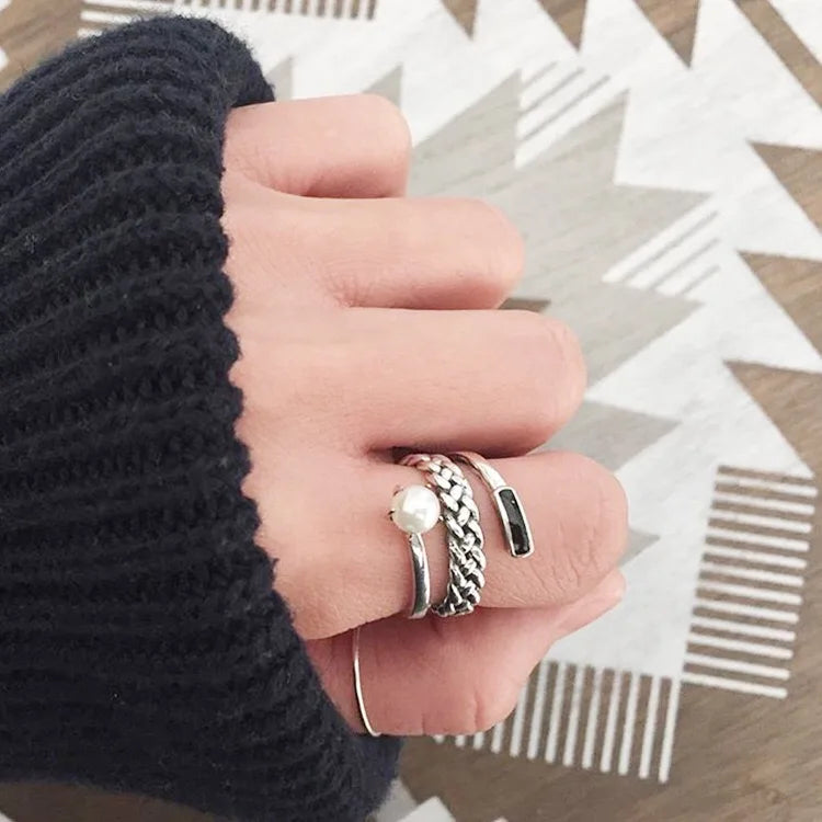 Silver-Tone Ring with Pearl