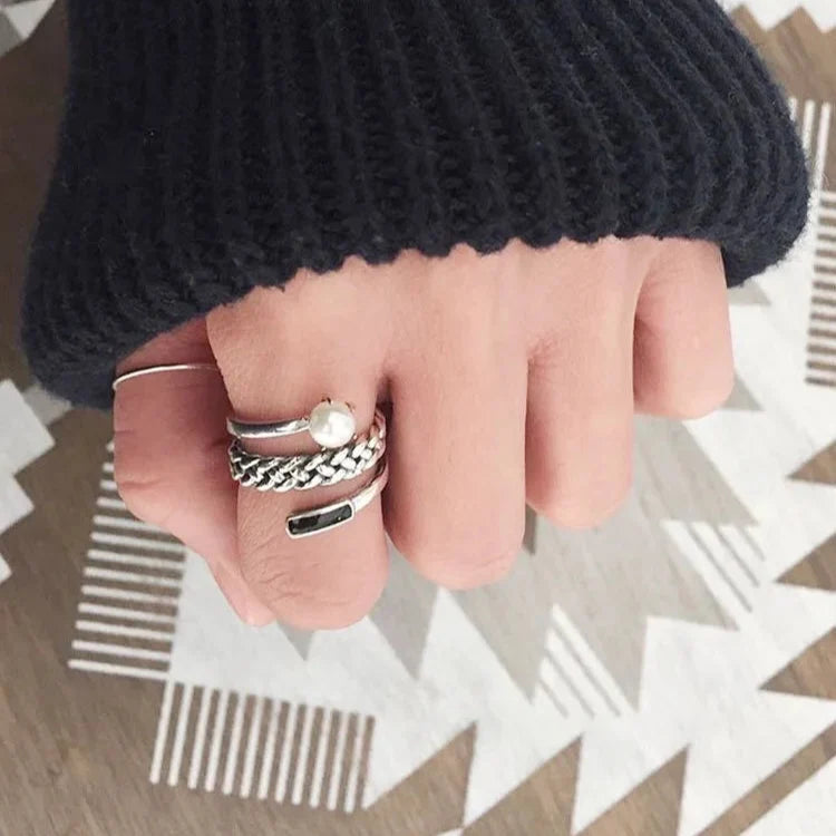 Silver-Tone Ring with Pearl