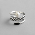 Silver-Tone Ring with Pearl