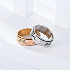 Rotating Anti-Stress Cats Band Ring in Silver