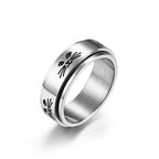 Rotating Anti-Stress Cats Band Ring in Silver