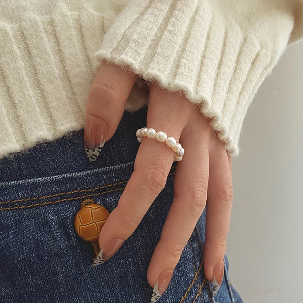 Ring with White Beads