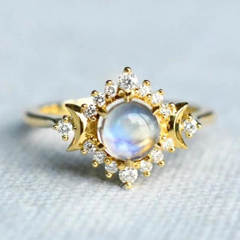 Moonstone Rhinestone Band Ring