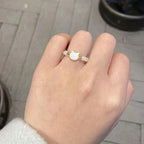 White Cat Ring with Stones