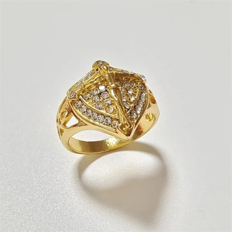 Christian Jesus Ring with Rhinestones