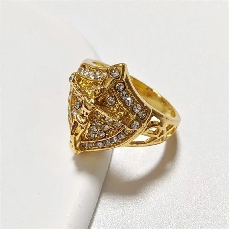 Christian Jesus Ring with Rhinestones