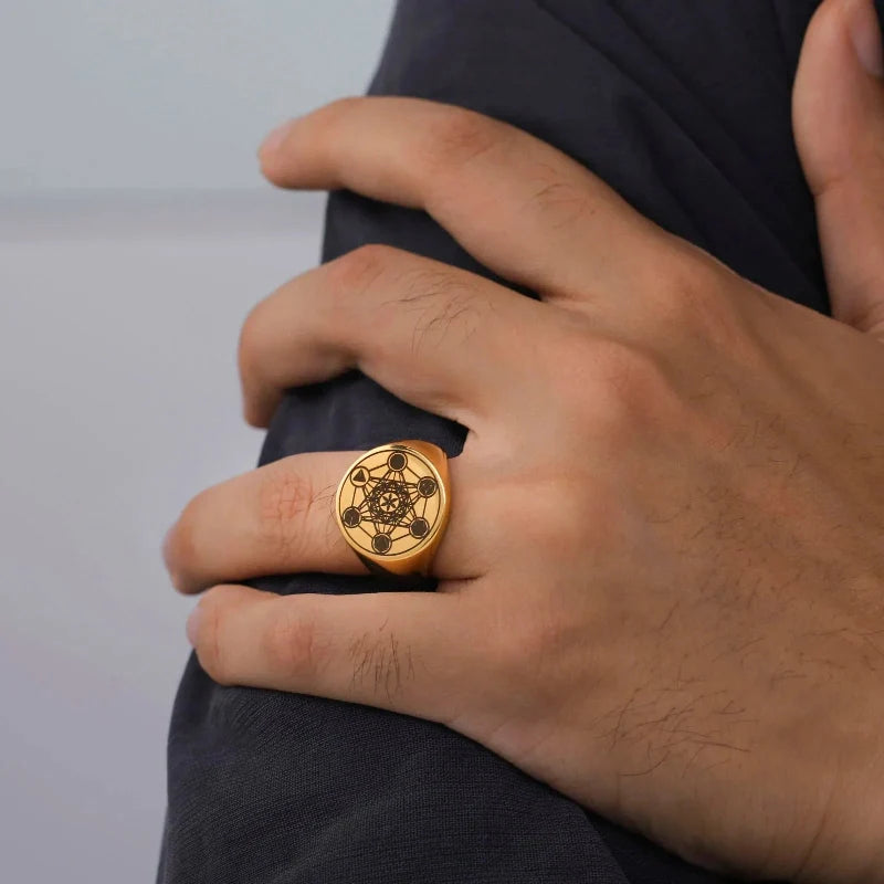 Metatron's Cube Ring gold a