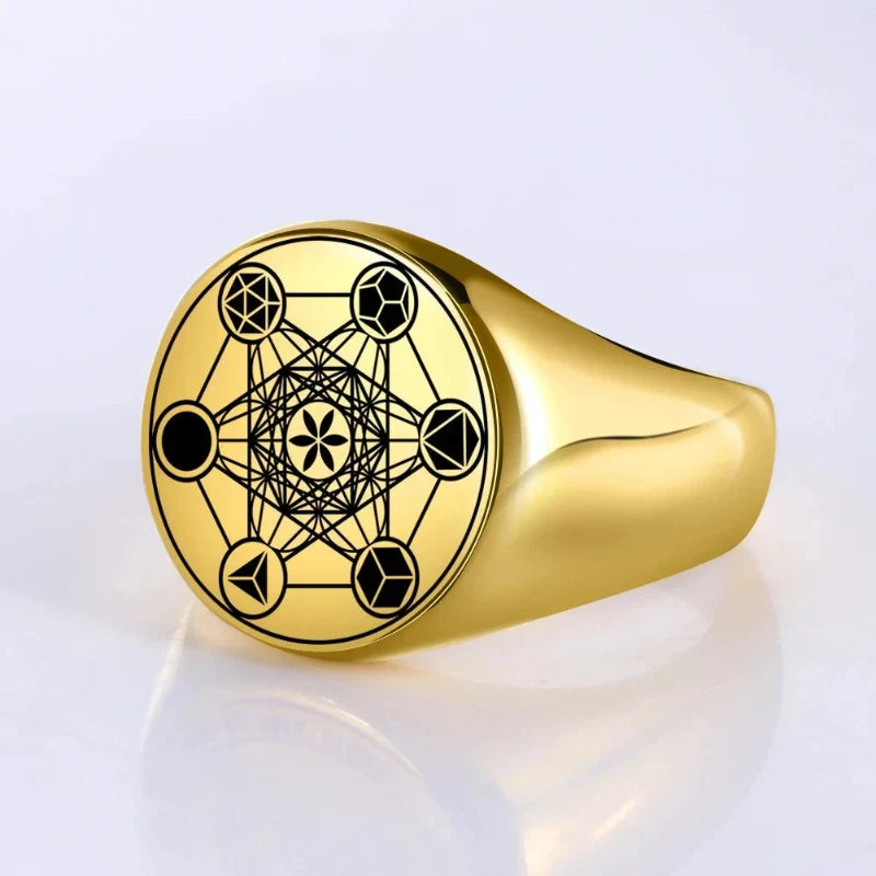 Metatron's Cube Ring gold a