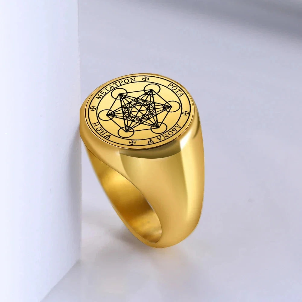 Metatron's Cube Ring gold b