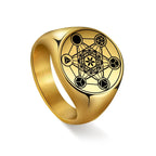 Metatron's Cube Ring gold a