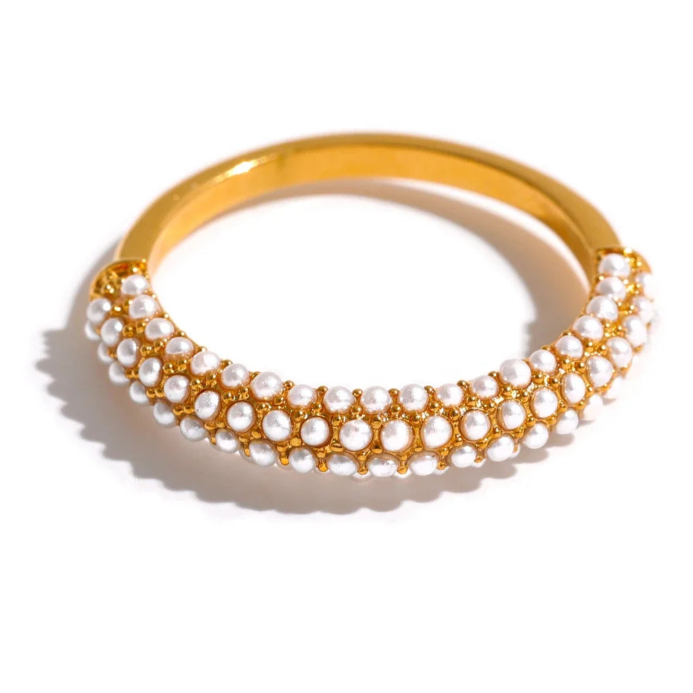Elegant Style Band Ring with Pearls