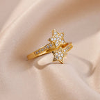 Double Star Zircon Ring in Gold