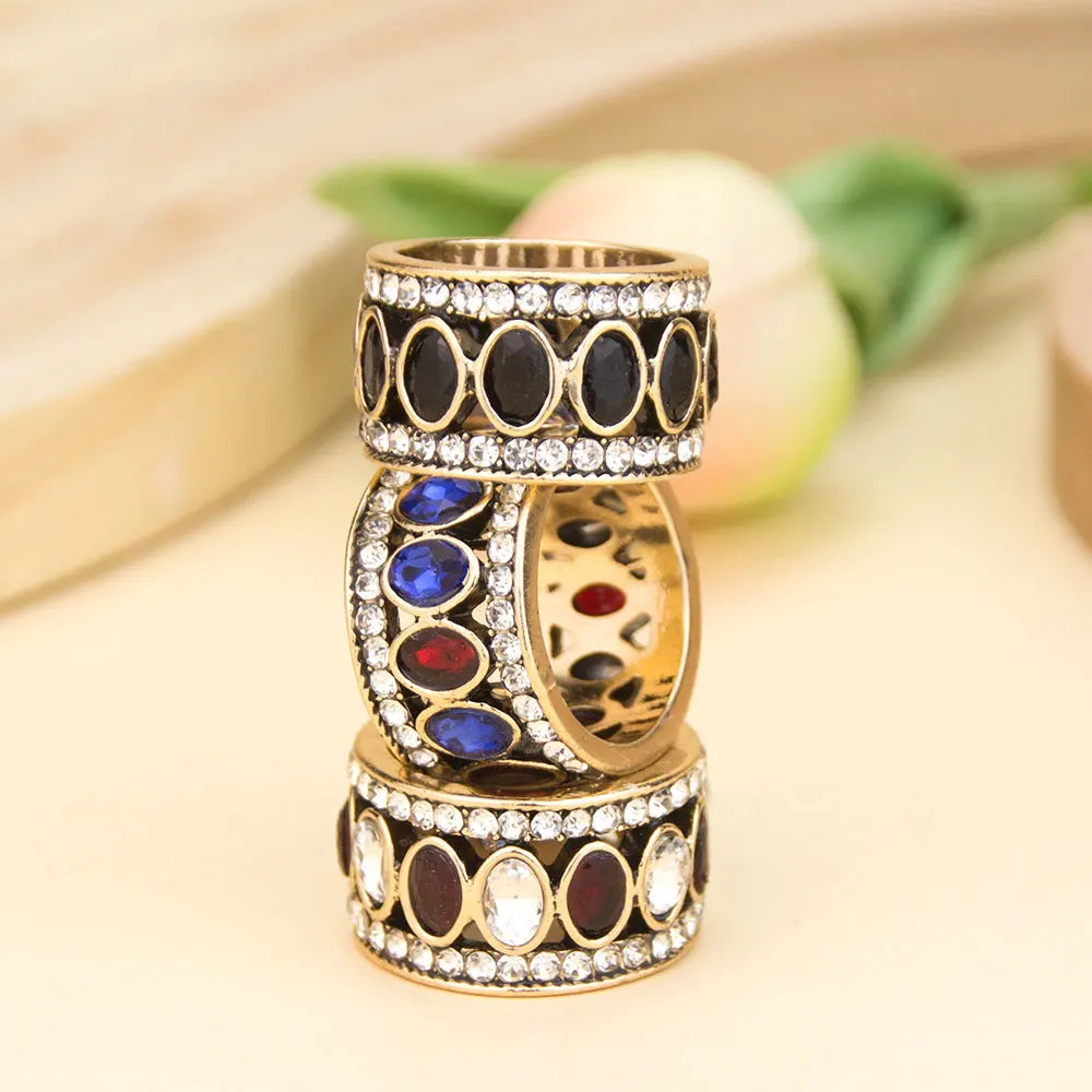 Ethnic Oriental-Style Ring in Blue and Red