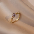 Thin Flower Zircon Ring