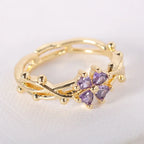 Thin Flower Zircon Ring