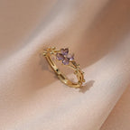 Thin Flower Zircon Ring