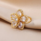 White Zircon 5-Petal Flower Band Ring