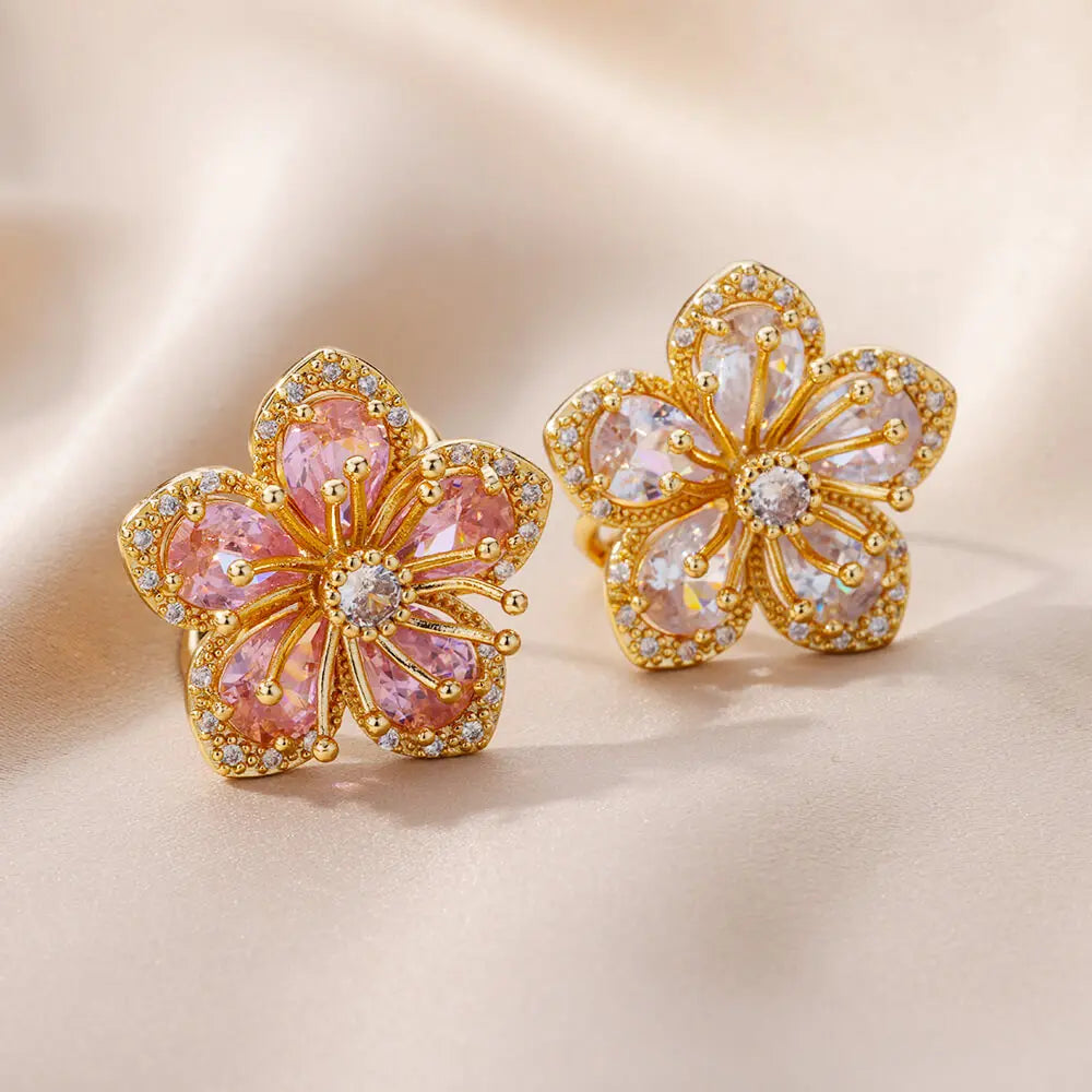 White Zircon 5-Petal Flower Band Ring