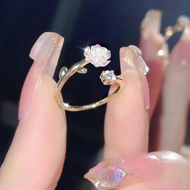 Tulip Flower Zircon Band Ring