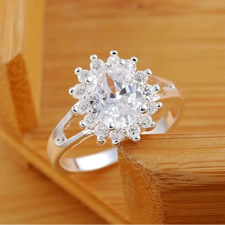Crystal Flower Band Ring