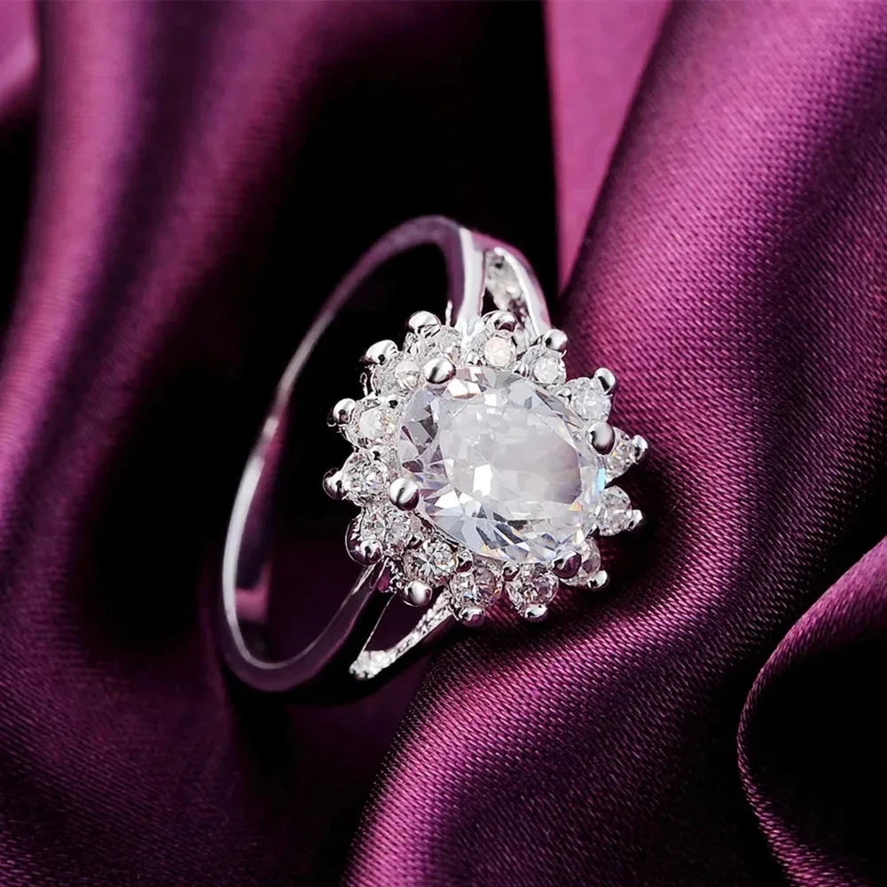 Crystal Flower Band Ring