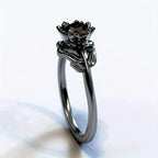 Black Flower Band Ring