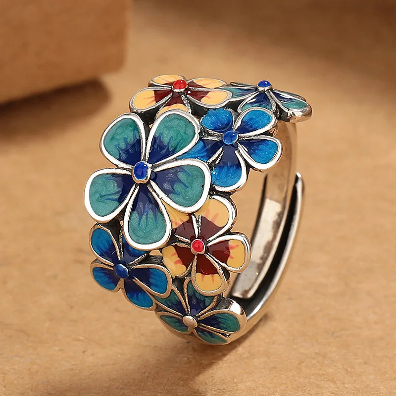 Colored Flower Band Ring