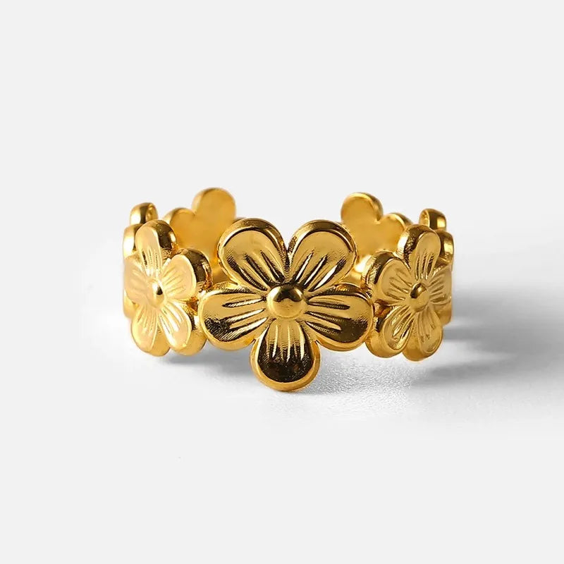 Golden Flower Band Ring
