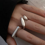 Silver-Plated Water Drop Band Ring