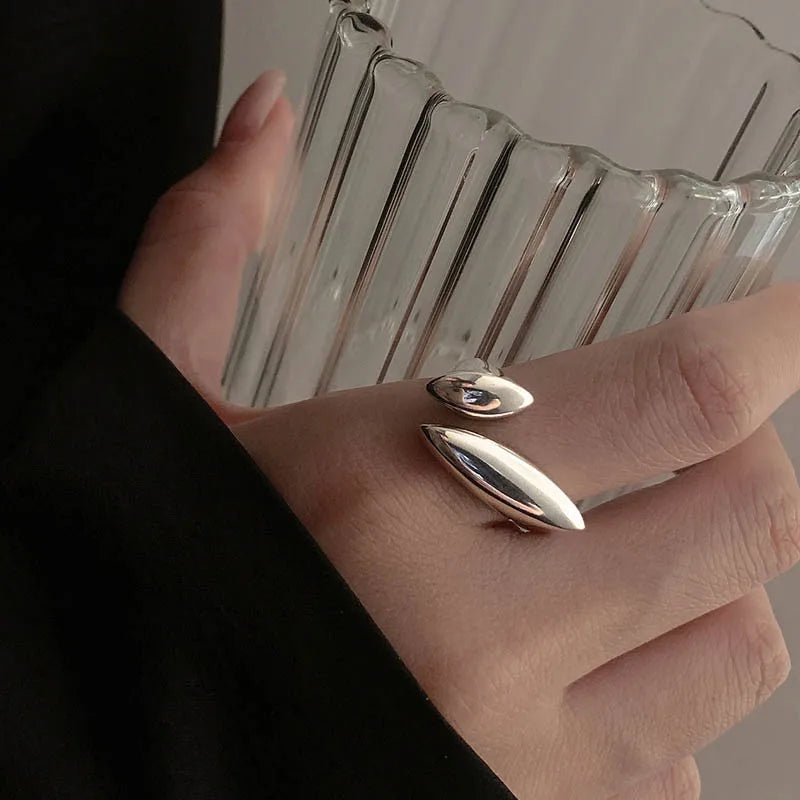 Silver-Plated Water Drop Band Ring
