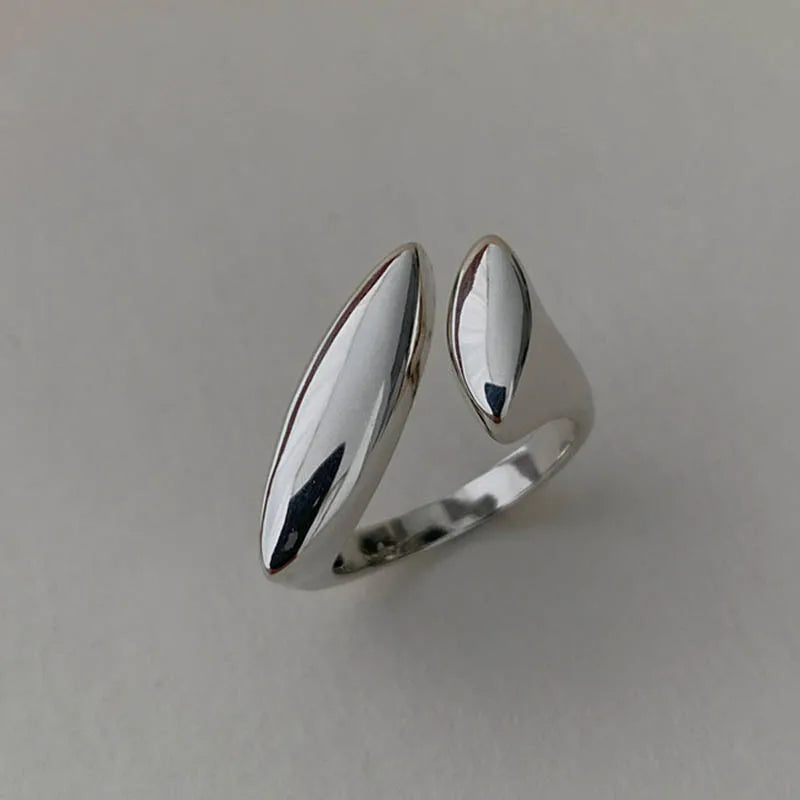 Silver-Plated Water Drop Band Ring