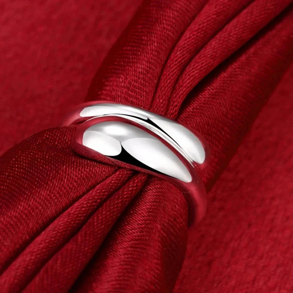 Silver-Toned Hollow Water Drop Band Ring