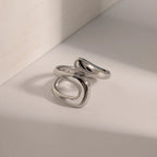 Hollow Water Drop Band Ring Silver