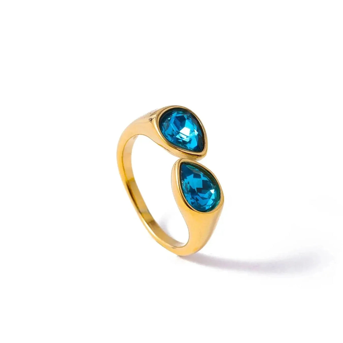 Water Drop Ring Colored Pearl blue 