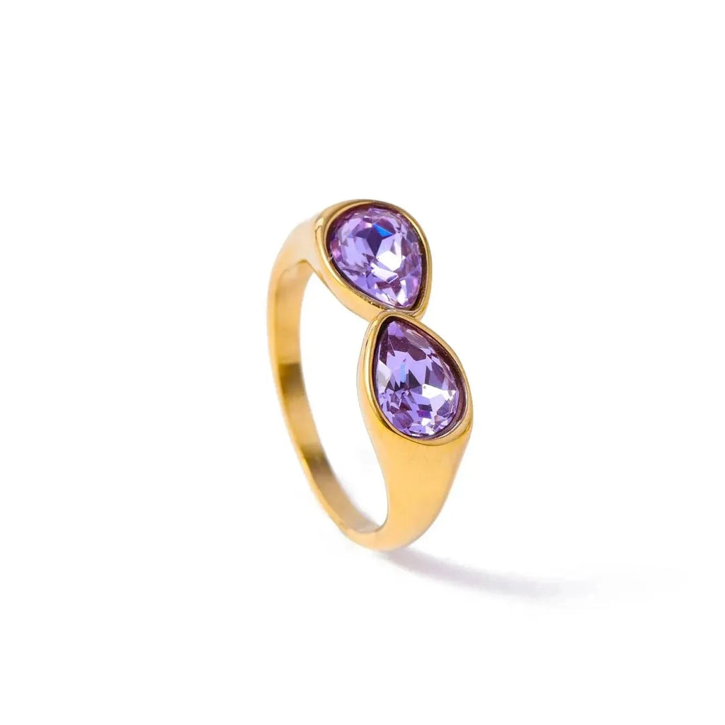 Water Drop Ring Colored Pearl purple