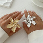 Large Flower Band Ring silver