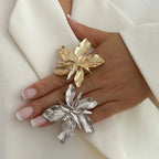 Large Flower Band Ring silver