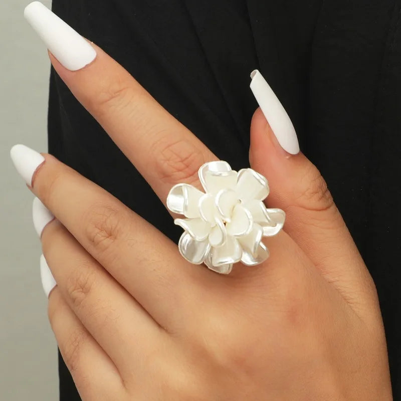 Large White Flower Ring