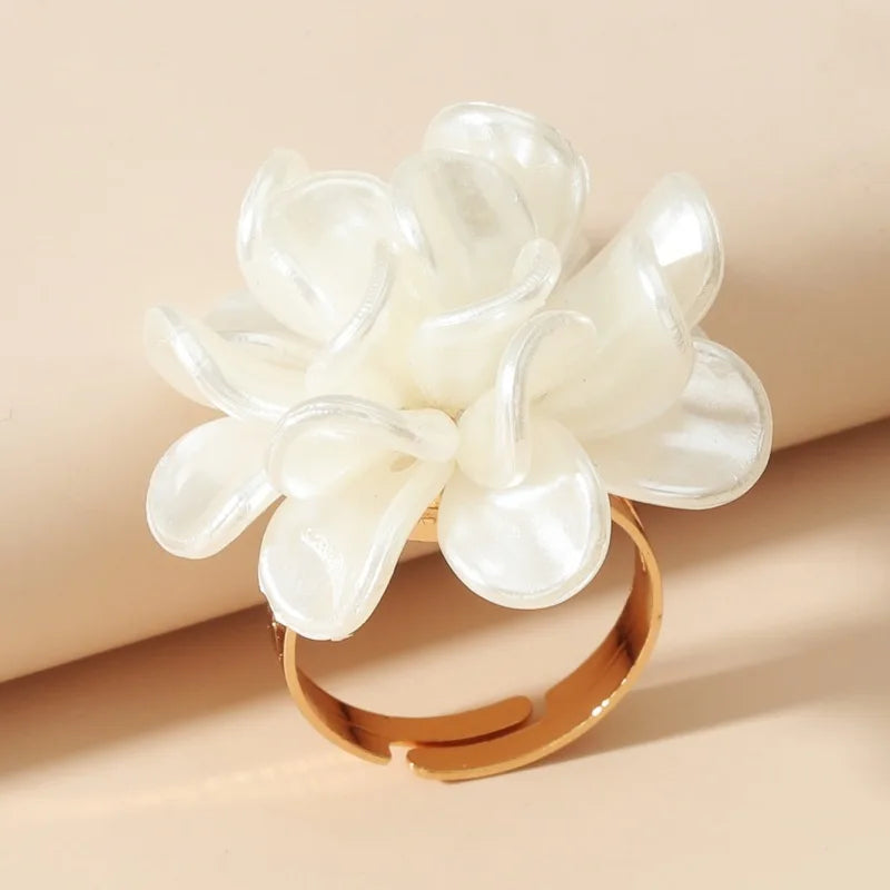 Large White Flower Ring