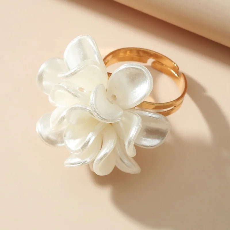 Large White Flower Ring