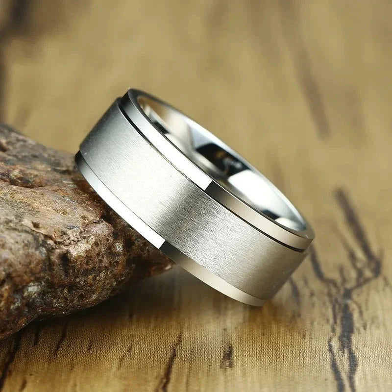 Men's Anti-Stress Spinner Ring Silver