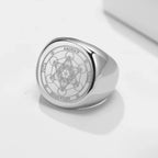 Black Ring Metatron's Cube silver