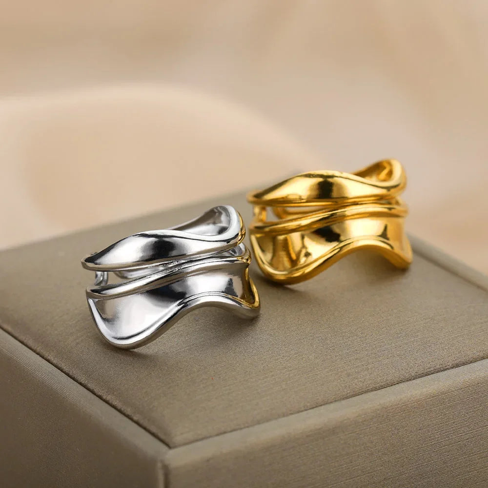 Water Drop Style Band Ring silver