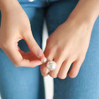 Retro-Style Band Ring with White Pearls silver