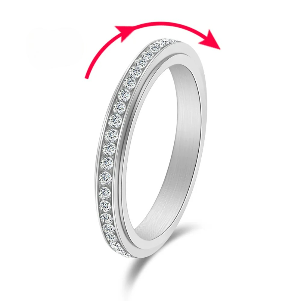 Anti-Stress Spinner Ring with Silver Zircon