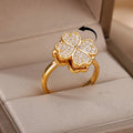 Anti-Stress Ring Rotating Band Four-Leaf Clover gold