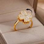 Anti-Stress Ring Rotating Band Four-Leaf Clover gold