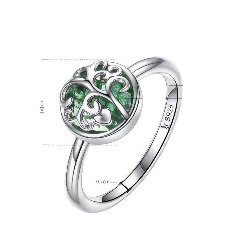 Silvered Tree of Life Ring